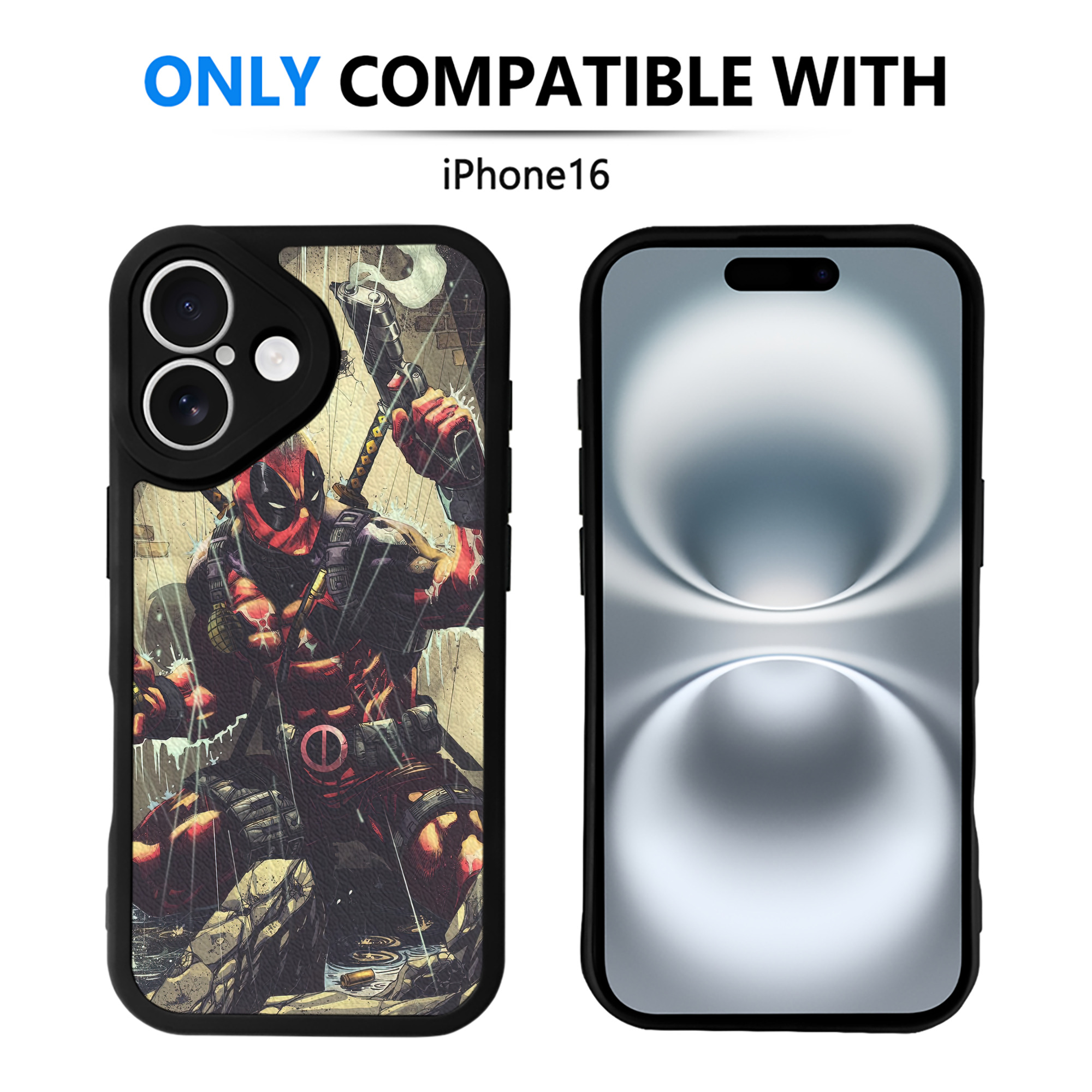 （画像用） Deadpool デッドプール 【iPhone 16シリーズ対応】シリコンスマホケース（レザー調） 材質：シリコン